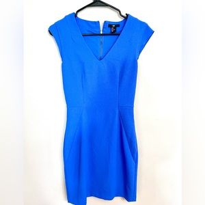 Vivid Blue V-Neck Sheath Dress